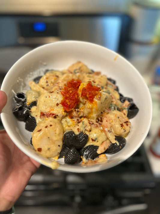 Creamy Squid Ink Pasta with Shrimp & Scallops